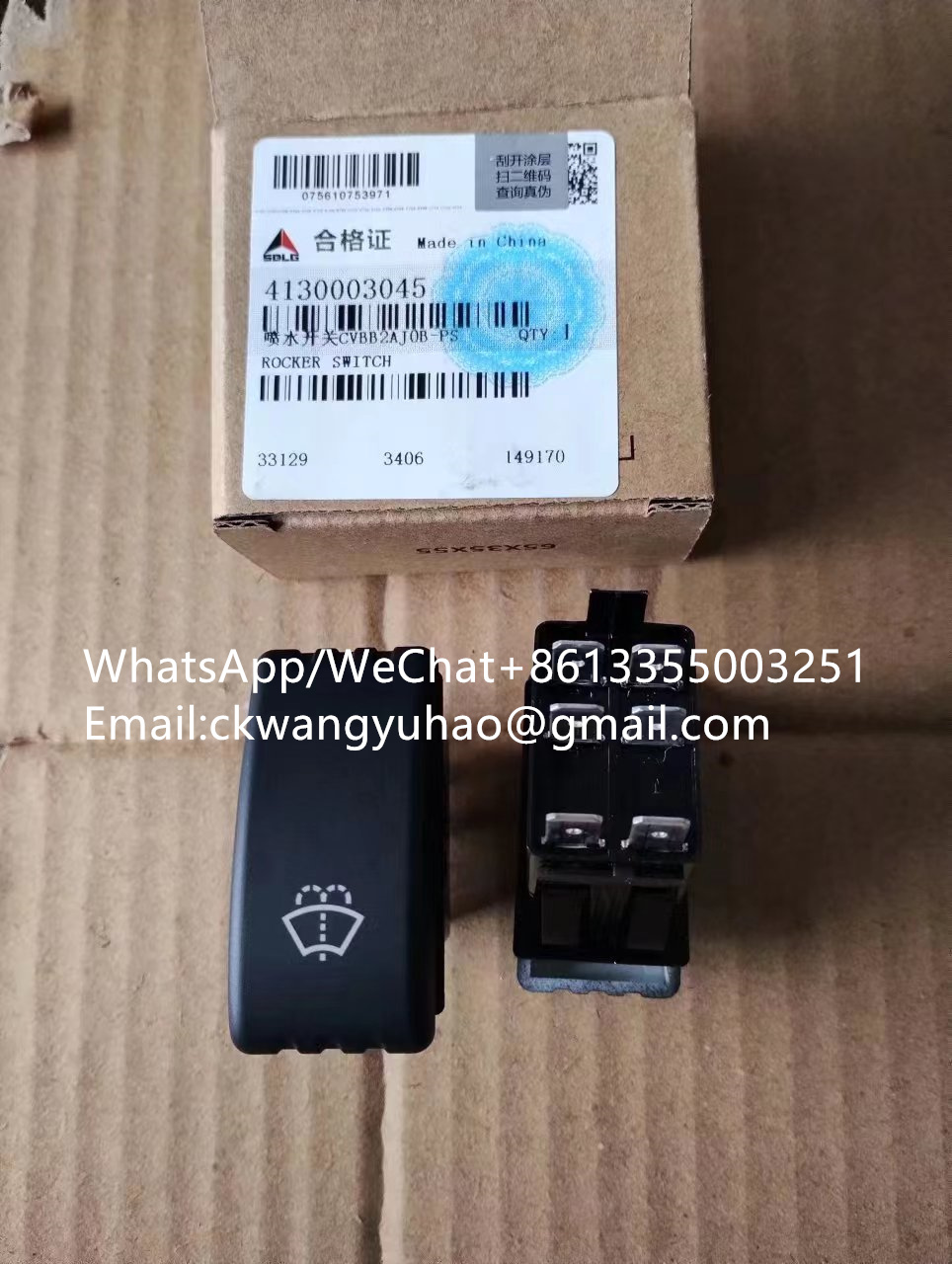 4130003045switch - 11216787  COVER  14402788  Protecting plate
11216792  SUPPORT  14402077  BRACKET
11216793  PLATE  14402076  BRACKET
11216794  HOOD  14403874  HOOD
11216795  FUEL TANK  11217724  RESERVOIR
11216797  EXPANSION TANK  11219136  EXPANSION TANK
11216799  EXCAVATOR BOOM  14406752  Excavator boom
11216800  DIGGING ARM  14403211  Dipper arm
11216815  FRAME  14401252  UNDERCARRIAGE FRAME
11216817  BUSHING  11213371  BUSHING
11216818  BUSHING  11216745  BUSHING
11216821  YOKE  14401868  Yoke
11216835  CHARGE AIR HOSE  14406196  Charge air hose
11216836  GEAR PUMP  14404512  Gear pump
11216837  WASHER PUMP  14404757  WATER PUMP
11216841  DECAL  14400777  DECAL
11216842  DECAL SET  11214343  DECAL
11216843  DECAL  26360004531  DECAL SET
11216848  HOSE  14403808  Hose
11216850  HOSE  14403541  HOSE
11216851  HOSE  14403540  HOSE
11216855  FUEL HOSE  14403720  Hose
11216856  FUEL HOSE  14402943  Fuel hose
11216857  HOSE  14404758  HOSE
11216858  HOSE  14404760  Water hose
11216860  HOSE  14404038  Hose
11216861  HOSE  14406195  Hose
11216862  HOSE  14404040  Hose
11216864  SWING GEAR  14405850  Swing gear
11216865  SWING GEAR  11217590  SWING RING
11216871  STEP  14404130  ANTI-SLIP DEVICE
11216872  CLIP  14400370  STRIP CLAMP
11216878  FLANGE SCREW  11215521  FLANGE SCREW
11216888  OIL SUMP  11219020  OIL SUMP
11216891  INLET VALVE  11225639  null
11216898  Plug  11219701  PLUG
11216904  CYLINDER HEAD  11219894  CYLINDER HEAD
11216912  Pressure pipe  11219696  PRESSURE PIPE
11216917  PRESSURE SENSOR  11219740  SENSOR
11216924  HOLLOW SCREW  11223525  Hollow screw
11216933  FLANGE SCREW  11216935  FLANGE SCREW
11216937  FLANGE SCREW  11216936  FLANGE SCREW
11216967  O-RING  11219711  O-RING
11216971  FUEL FILLER CAP  11217542  CAP