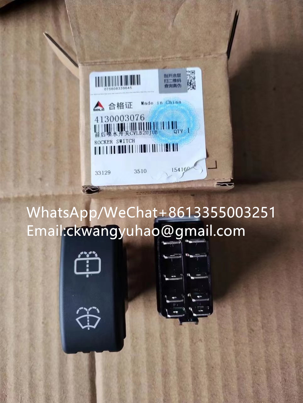 4130003076switch - 11217504  HOSE ASSEMBLY  14404075  Hose assembly
11217509  V-BELT  14405804  V-belt
11217511  HOSE  14403929  Hose
11217515  PROTECTING PLATE  14403753  COVER
11217516  WIRING HARNESS  14401541  WIRING HARNESS
11217517  WATER PIPE  14404454  WATER PIPE
11217518  WIRING HARNESS  11216264  WIRING HARNESS
11217519  Tool  11223906  null
11217520  Cable  11222182  null
11217526  DIVERTER VALVE  14408568  Steering unit
11217532  RAIL  11216130  RAIL
11217536  WASHER  11210538  WASHER
11217560  Clamp  11223195  Clamp
11217567  HEXAGON SCREW  11210193  HEXAGON SCREW
11217571  DIGGING ARM  14403370  DIPPER ARM
11217572  EXCAVATOR BOOM  11219032  LIFTING ARM
11217576  HYDRAULIC PUMP  14408681  null
11217579  SUPPORT  11218887  SUPPORT
11217586  HOSE ASSEMBLY  14401828  HOSE ASSEMBLY
11217587  CABLE TIE  4190000020  CABLE TIE
11217597  WELD PIN  14403329  Pin
11217601  COVER  14403378  COVER
11217610  COVER PLATE  14403478  PROTECTING PLATE
11217611  COVER PLATE  14403479  Protecting plate
11217612  COVER PLATE  14403480  Protecting plate
11217625  SEALING RING  11219191  SEALING RING
11217628  LUBRICATING NIPPLE  11217618  OIL TAP
11217629  CASE  11219756  CASE
11217634  KEY  11212348  KEY
11217635  KEY  11212348  KEY
11217640  HANDLE  14404242  Hand rail
11217641  ATTACHING BRACKET  14404238  Attaching bracket
11217642  ATTACHING BRACKET  14404239  Attaching bracket
11217643  HANDLE  14404241  Hand rail
11217644  PEDAL  14404236  Pedal
11217645  PEDAL  14404237  Pedal
11217646  PEDAL  14404240  Pedal
11217657  LIFTING ARM  14406757  Excavator boom
11217674  SPRING TENSIONER  26090008071  Track tensioner
11217676  PIN  14406660  Pin