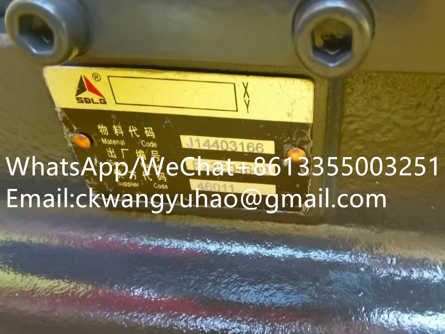 14403166Main Pump - SDLG Excavator 360F Hydraulic Pump 14403166 Main Pump
14403475 	Protecting plate
14403482 	Protecting plate
11224418 	Elbow nipple
11224669 	null
11219193 	REDUCTION GEAR
11223529 	null
11219193 	REDUCTION GEAR
14402529 	SWING MOTOR
11219891 	O-RING
11220995 	VALVE
11225771 	null
14408278 	Fan guard
11223956 	Sensor
14402716 	DIPPER ARM
11222884 	Screw
11219735 	COOLANT PIPE
11223098 	Coolant pipe
11222944 	Thermostat
11222260 	Coolant pump
11220486 	SEALING RING
11220978 	PUMP UNIT
14404288 	FAN
11225228 	null
11220167 	SWITCH