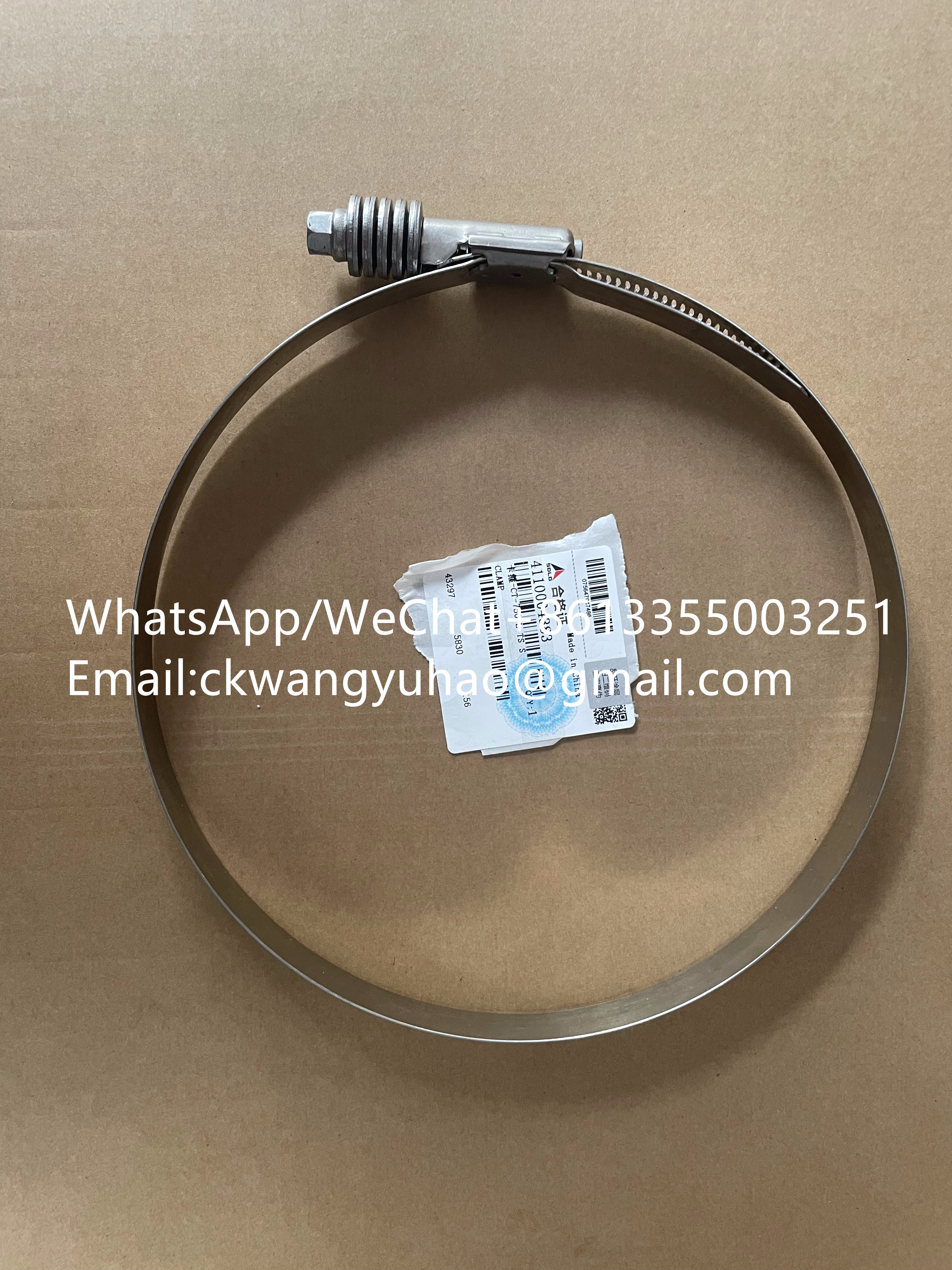 4110004383 CLAMP-CT-750 L TS SS - SDLG Excavator 375H 450H 600H 750H 890H 690H Engine and Hydraulic Hose Clamp 4110004383 CLAMP-CT-750 L TS SS
14403810 AIR FILTER
11220340 TEMPERATURE SENSOR
14400686 HOSE ASSEMBLY
11220992 O-RING
14405666 ROLLER
14404529 Clamp
14405925 filter
14403874 HOOD
4043002357 Pin
4043002358 Pin
4043002359 Pin
4043002360 Pin
4043002300 Plate